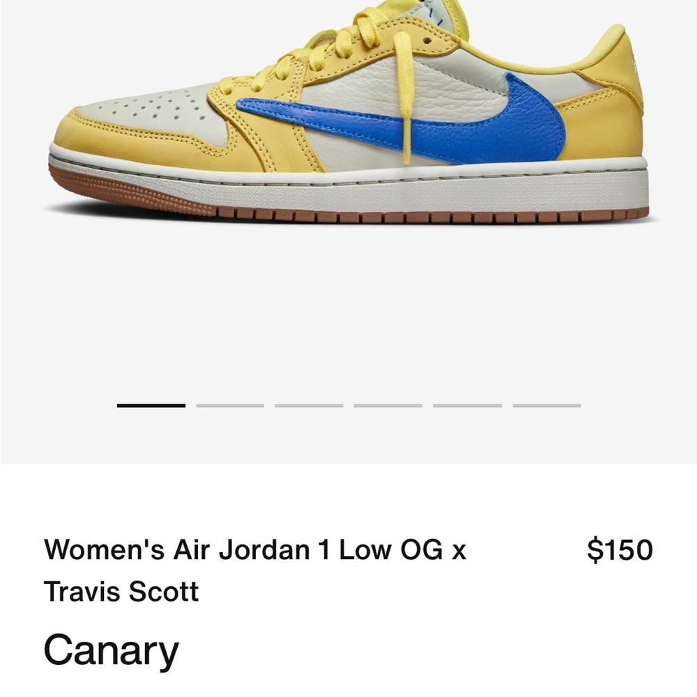 Nike Women's Air Jordan 1 Low OG x Travis Scott Canary - Used